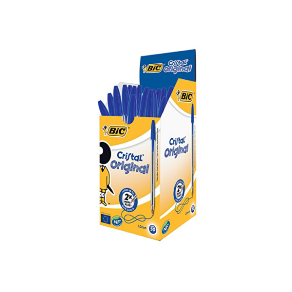 Caneta Bic Azul Cristal Dura Mais – Ponta Esferográfica Média de 1.0mm. Escrita Macia e Cor Intensa