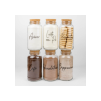 Kit Cantinho do Café 810ml | ESCOLHA SEU KIT | Potes de Vidro | Tampa de Cortiça com ou sem Adesivos | Armazenamento