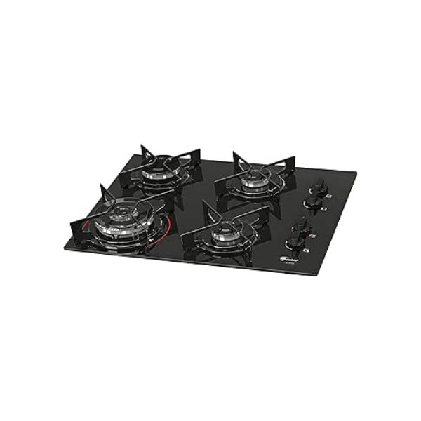 FISCHER COOKTOP À GÁS 4 BOCAS TRIPLA CHAMA FIT LINE MESA VIDRO PRETO BIVOLT - 26299-57078