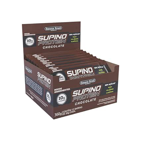 Banana Brasil Display Barra De Proteína Supino Protein Chocolate - 12 Unidades De 30G