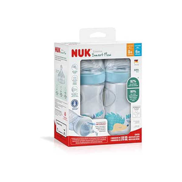 NUK Kit De Mamadeiras Anticólica Essence Smart Flow 150 E 270Ml - Azul
