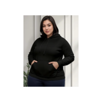 Moletom Canguru Com Capuz Plus Size Feminino Flanelado Liso
