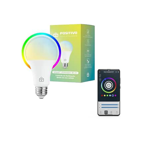 Smart Lâmpada Wi-Fi Positivo Casa Inteligente, Iluminação Branca (Quente e Fria) e RGB (Até 16 Milhões de Cores), 9W, 806 Lúmens, LED, Bivolt, Compatível com Alexa e Google Assistente
