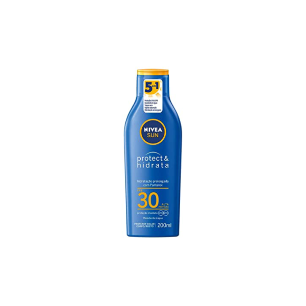 NIVEA SUN Protetor Solar Protect & Hidrata FPS 30 200ml - Com toque seco, rápida absorção e resistente à água, esse protetor solar oferece alta proteção ao sol e promove hidratação à pele