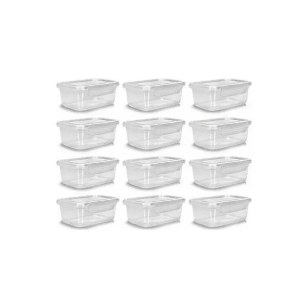 Pote com Trava Vasilha Erca Plast Micro e Freezer 750ml Reutilizável Cor Transparente Premium 12 unidades
