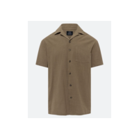 Camisa Relaxed em Tricoline com Textura e Bolso Frontal Marrom