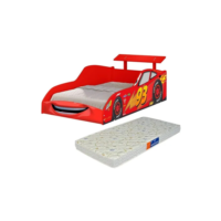 Cama Solteiro Carro Mcveloz Vermelho Em Mdf Com Colchão Incluso D20 188x88 Para Quarto Infantil De Menino
