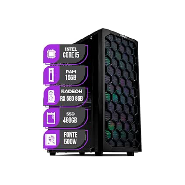 PC Gamer Mancer, Intel i5, RX 580 8GB, 16GB DE RAM, SSD 480GB, Fonte 500W 80 Plus
