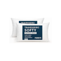 Kit 2 Travesseiros Softy 70x50cm – Antialérgicos, Antiácaro, Laváveis e Ultra Macios | Conforto, Suporte e Maciez para Sono Reparador, Bem-Estar e Decoração Elegante – Branco