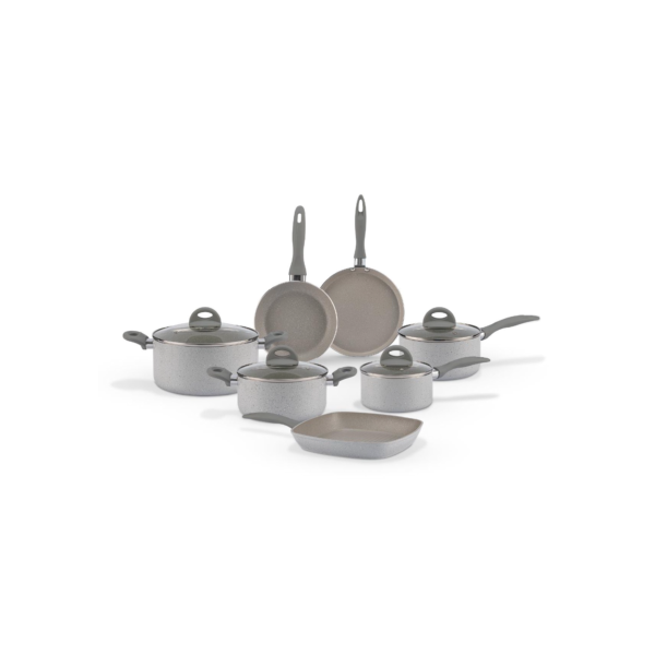 Jogo de Panelas Brinox Antiaderente Ceramic Life - Marble Blend com Indução - Cinza Claro