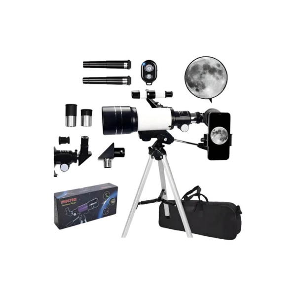 Telescópio Astronômico 70mm Com Tripé F300 70m F30070m Ultra - Cinza