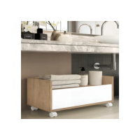 Gabinete Armário Banheiro 80cm C/ Rodízios Multimóveis V5002 Móvel Rustic/Branco