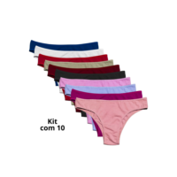Kit Calcinha Cotton Confort Algodão Tanga Básica Feminina Conforto