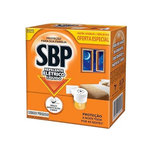 SBP Repelente Elétrico Líquido 45 Noites Novo Aparelho + Refil