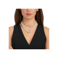 Colar Triplo Pérolas Correntes Choker Noiva Casamento Festa