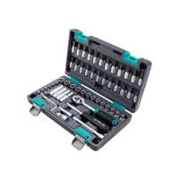 Stels Jogo de Ferramentas 57 Peças 1/4" - Aço Cromo Vanádio - Catraca 72 Dentes + Acessórios - Caixa Plástica Resistente - Ideal para Mecânica e Reparos Domésticos