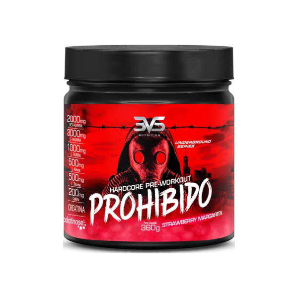 PROHIBIDO PRÉ TREINO 360g - Sabor: Strawberry Margarita (Morango) - A Combinação Perfeita de 8 Ingredientes que proporcionam energia do início ao fim do seu Treino