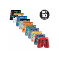 KIT 10 CUECAS INFANTIL BOXER POLIESTER - SORTIDO