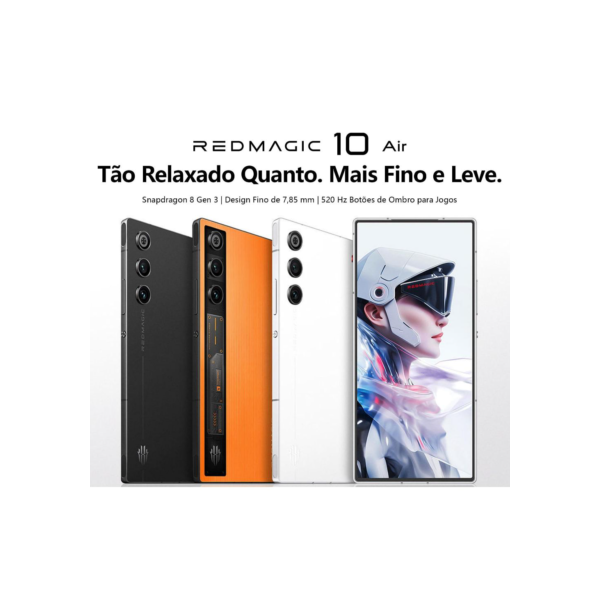 REDMAGIC 10 Air 520Hz celular para jogos 12/16GB+256/512GB, Fino de 7,85mm, chip duplo Snapdragon 8 Gen 3+R3, 6000mAh