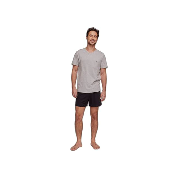 Pijama Masculino Curto Em Malha Cinza G