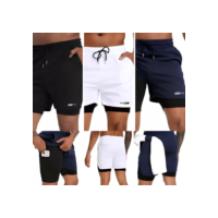 Kit 3 Short Duplo 2 Em 1 Esportivo Academia Fitness Run Uv+