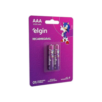 Pilha recarregável AAA 1000mAh Elgin com 2 unidades Palito