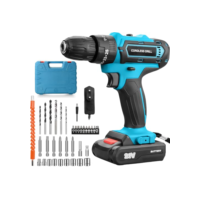 Parafusadeira e Furadeira à Bateria 21V com 2 Baterias e Carregador, 2 Velocidades Variáveis, Luzes LED, Kit de 25 Acessórios e Maleta, Conjunto Completo para Perfuração e Parafusamento, Azul