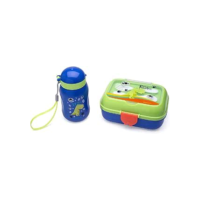 Kit Lanche Dino Garrafa Plástica 500ml + Marmita 700ml - Caixa C/ 1 Kit Leoeleo