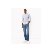 calça jeans reta com bolsos azul médio