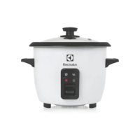 Panela Elétrica Electrolux vapor arroz capacidade 1,3L 7 xícaras manter aquecido panela removível antiaderente tampa vidro RCB50 branca por Rita Lobo​