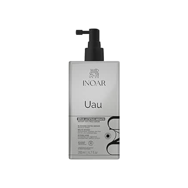 Inoar, UAU, Sérum Capilar Antifrizz, Blindagem contra Umidade e Brilho Intenso, Polímero Termoativado, Pantenol e Matriz Hidrofóbica, Vegano – Para Cabelos Secos, Danificados ou com Frizz, 200ml
