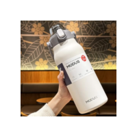Garrafa Térmica De Grande Capacidade Em Aço Inoxidável 304 Com Canudo 1700ml (Branco)