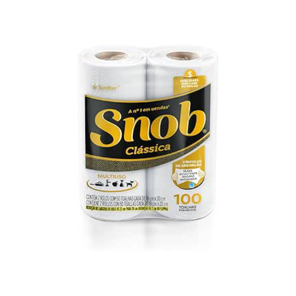 Snob Papel Toalha Multiuso Fd Branca Econom 100Fls - 2 Rolos