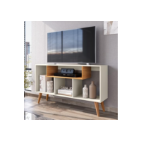 Rack Bancada Para Tv De Até 43 Polegadas Com Prateleira E Nichos Para Sala De Estar Casa Jd (Off White Nature)