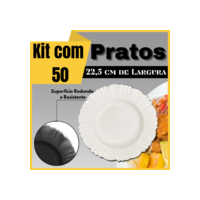 Kit 50 Pratos Pétala Plastico Redondo Fundo Reforçado