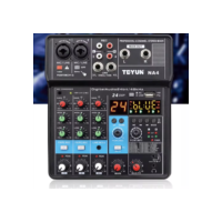 TEYUN-4-Channel Mini Mixer De Áudio, Profissional Placa De Som, Console De Computador, Entrada USB, 48V De Alimentação