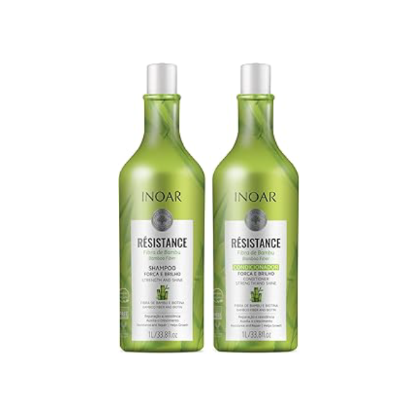 Inoar, Kit Resistance Bambu – Shampoo e Condicionador 1L, Fortalecimento e Crescimento Capilar, Hidratação e Brilho, Para Cabelos Danificados ou Quebradiços