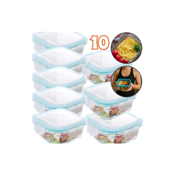 Kit 10 Pote Hermético Marmita Vidro Tampa Trava 340ml