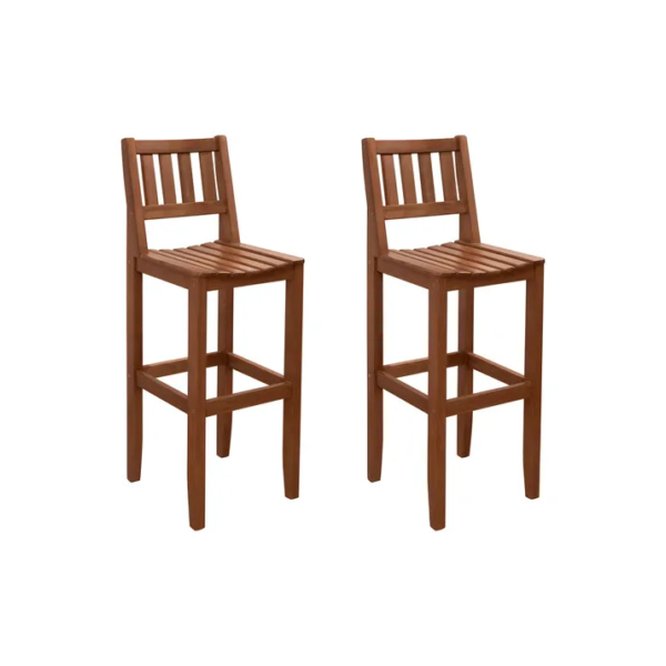 Comprelar Premium Luxo Moderna Kit 2 Banquetas De Madeira Para Balcão Cozinha Varanda Bar Alta 112 cm Bar Luxo Pés Em Madeira Maciça Área Gourmet Sacada Hall Marrom-escuro