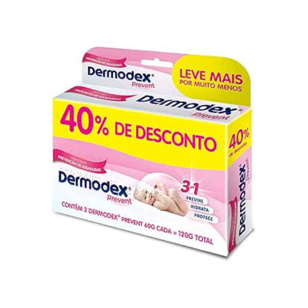 Dermodex Pomada Para Prevenção De Assaduras Prevent - 120G (2X60G) - 40% Na 2ª Unidades