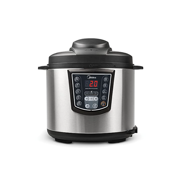 Midea Panela de Pressão Elétrica 6L Digital, Inox/Preto, 110v,