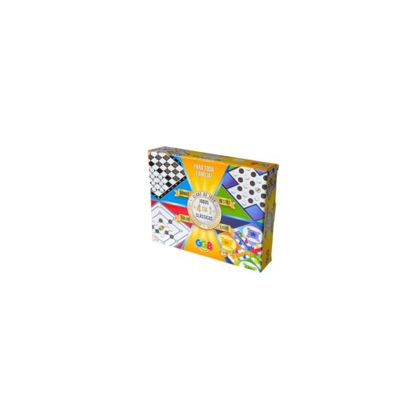 Jogo de Tabuleiro 4 Jogos em 1 Damas, Trilha, Ludo e Resta 1, GGB Plast, Multicor, 1045