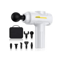 SORUDEL Pistola de massagem, tecido profundo para alívio da dor com 7 cabeças de massagem e 6 velocidades e estojo de transporte (branca)