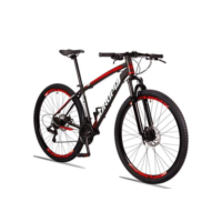 Bicicleta aro 29 Dropp Z3 Alumínio Shimano 21 vel marchas freio a disco mecânico com suspensão MTB - Preto+Vermelho