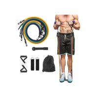 11 Peças Elástico Extensor Exercicio Funcional Até 100 libras Kit Elástico Extensor Treinamento Pilates Exercícios Academia Acessórios