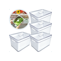 Kit 4 Organizador de Geladeira 3,8 Litros Cesto ou 2,8 Com Tampa Multiuso Alimento Verdura e Vegetal