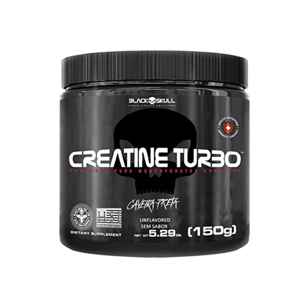 Creatine Turbo - 150g - Sem sabor - BlackSkull - Creatina Monohidratada em pó, com carboidrato para melhor absorção e performance.