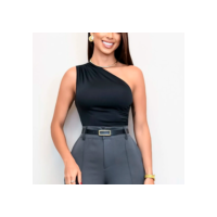 Body Blusinha Pregueado Um Ombro Só Suplex Promoção Verão
