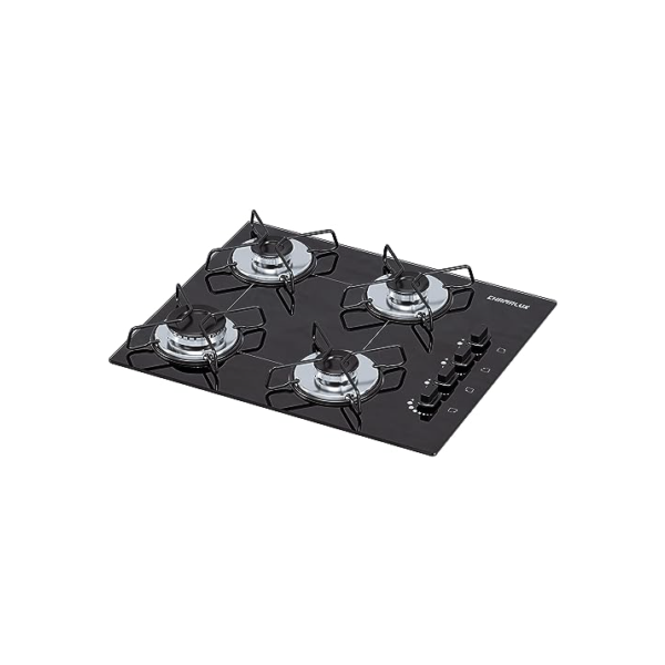 Cooktop 4 bocas Chamalux ultra chama preto Bivolt trempe aramada