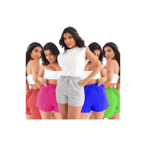 Kit 5 Short Soltinho Duna Feminino Verão Bermuda Lisa Curta